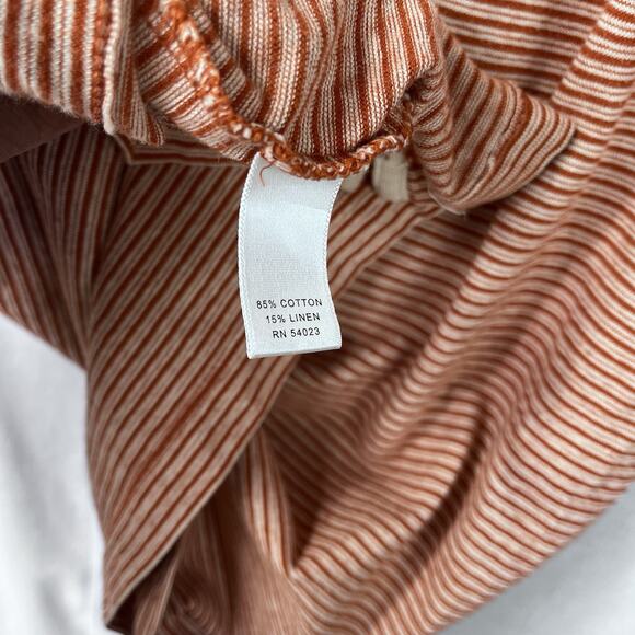 Banana Republic Cotton Linen SS Polo Men Sz L Burnt Orange Stripped Summer - Picture 10 of 11